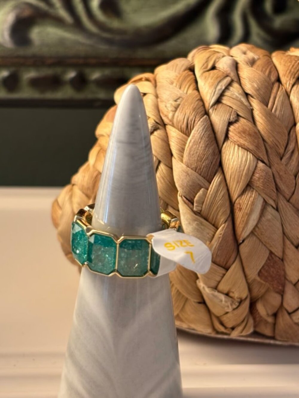 Bomb Party “The Carolina Ring” Teal Ice Crystal RG29554